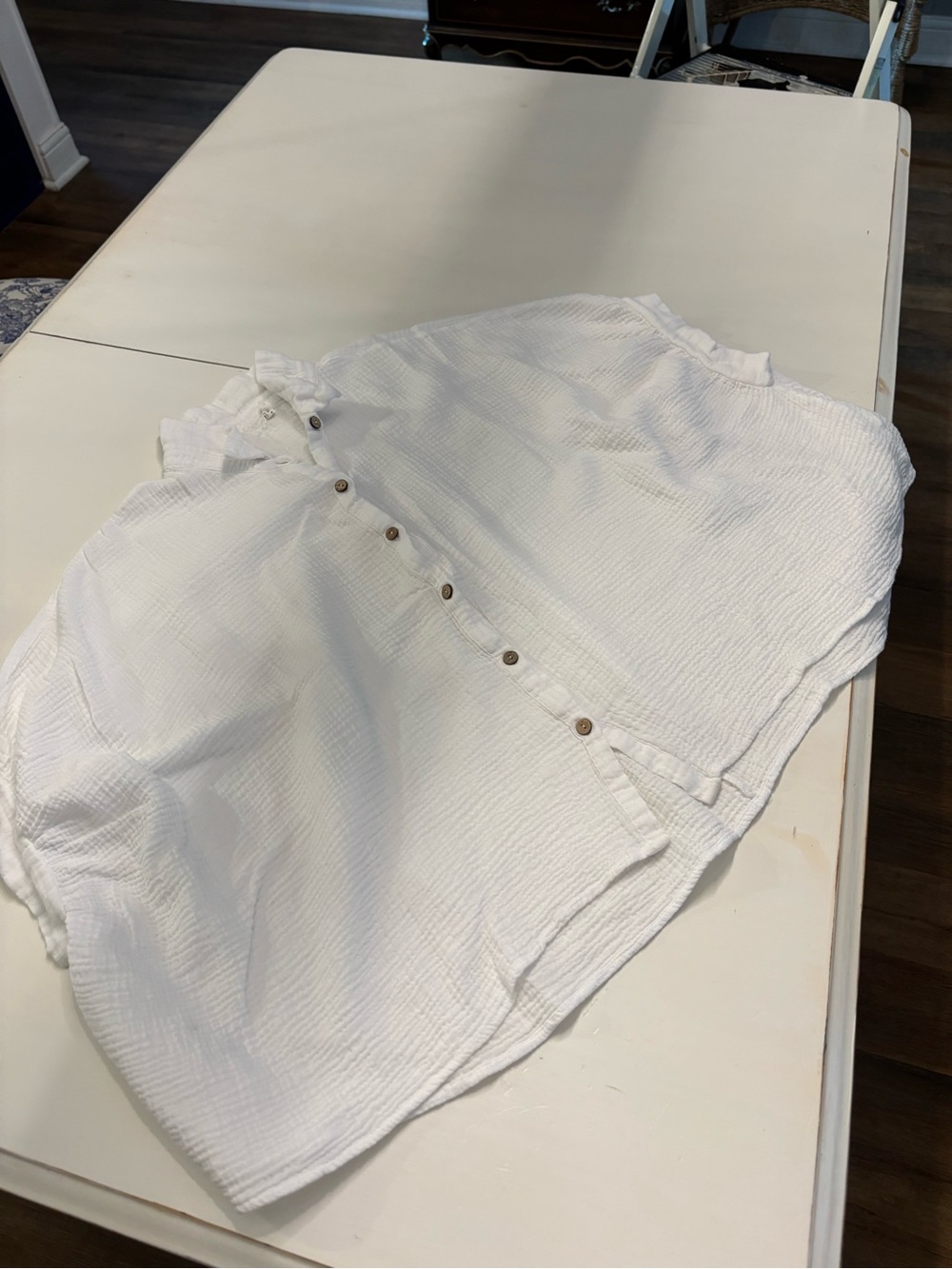 Casual White Button-Down Textured Women's Shirt